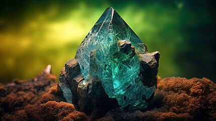 Obraz premium Mellite geode. Raw crystal in nature. Generative AI