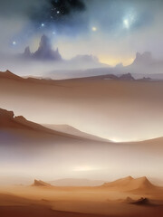 Fototapeta na wymiar Desert landscape. AI generated illustration