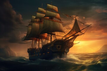 sailing_ship_in_the_sunset
