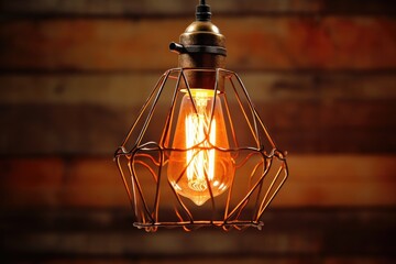 Fototapeta na wymiar Industrial Vintage Ceiling Lamp Shade Metal Cage Wire Generated AI
