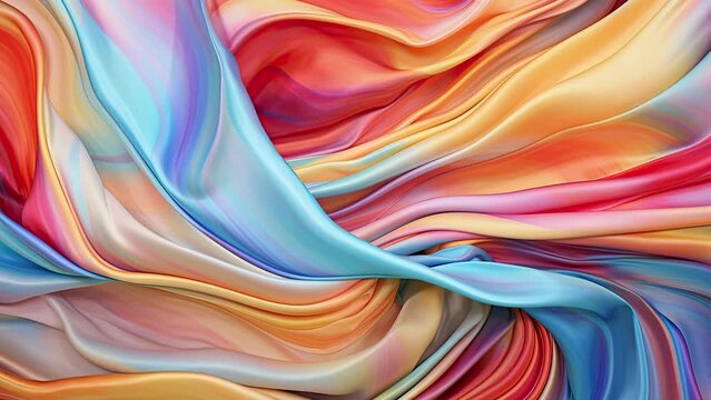 Luxury pastel silk cloth motion background, glamour video graphic with colored layered movement, liquid shiny material, fluid thick texture