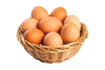 Eggs in Basket Isolated on Transparent Background - Generative AI
