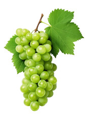 Green Grapes Fruit Isolated on Transparent Background - Generative AI
