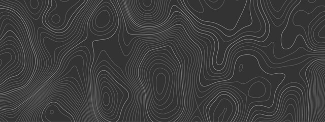Black and white wavy paper curve relief abstract topographic map background. Geographic mountain relief. Topographic map lines, contour background. Abstract wave lines background.