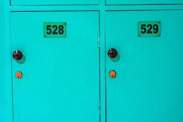 Close up of a light blue Locker