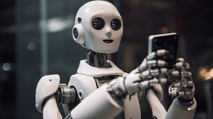 future ai robot taking selfie