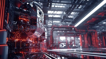 Fototapeta na wymiar concept of future artificial intelligence industry automotive robotic digital technology manufacturing factory visual digitization 