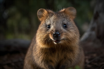 Quokka looking at camera with cute and happy face, Generative AI