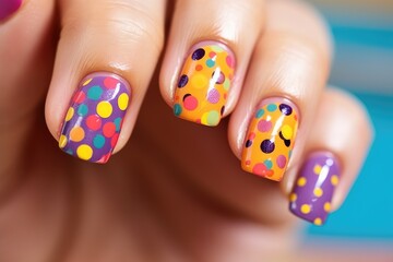 nail art polkadot nail design pop glitter nails memphis style Generated AI