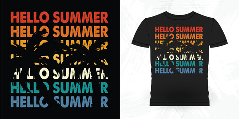 Fototapeta premium Funny Beach Summer Vacation Retro Vintage Surfing Surfer Lover Summer T-shirt Design