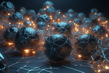 Abstract 3D geometric shapes background. Trendy dynamic volumetric design. Generative AI.