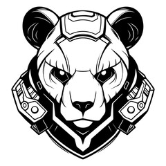 Evolution redefined: Witness the astonishing fusion of nature and machinery in the enigmatic cyborg panda head