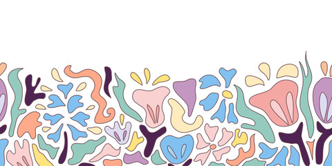 Floral border background banner frame vector illustration for Mother’s day, father’s day, valentines, spring,  summer, anniversary template decoration for specials day. Seamless doodle design.
