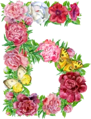 Stof per meter Letter of watercolor flowers. Cyrillic Russian font alphabet. 2 © Andreichenko