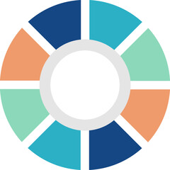 Infographic Pie Flow Chart Diagram with 8 Sections