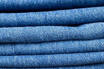 details of a blue denim fabric made of natural cotton