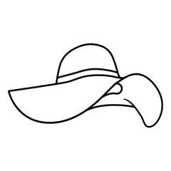 Summer Woman Hat for Coloring Page. Stylish Beach Headwear. Vector Illustration