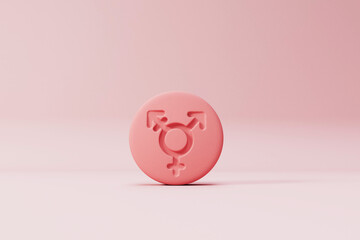 Obraz premium Gender hormone pill with a transgender symbol. 3D Rendering