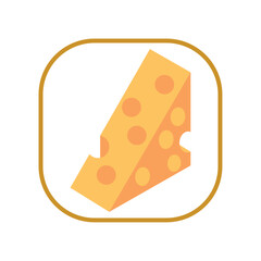 Cheese vector icon with white background inside a square with rounded corners
