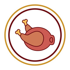 Vector image of roast chicken icon with white background and brown border