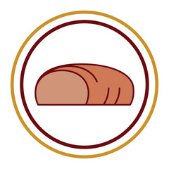 Vector image of round bread with white background inside a circle
