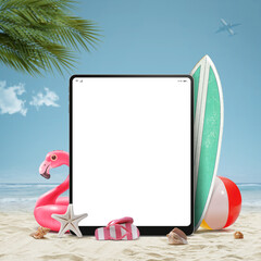 Digital tablet and beach accessories