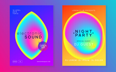 Neon Party. Linear Sound Banner. Music And Nightlife Shape. Futuristic Pattern For Magazine Concept. Indie Glitch For Invitation. Pink And Blue Neon Party