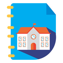school vector icon with blue background