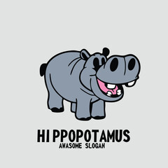 Design logo icon character mascot hippopotamus