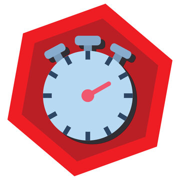 vector icon of a stopwatch with red background
