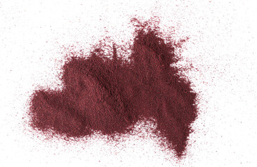 Aronia berries in powder isolated on white, top view