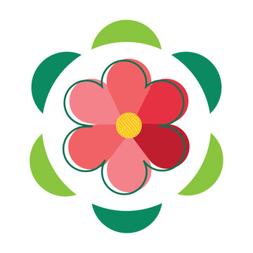 vector icon of a red flower with white background
