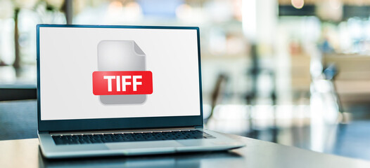 Laptop computer displaying the icon of TIFF file