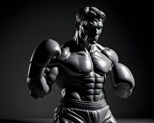 marble sculpture of a boxer- generated by ai,