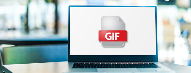 Laptop computer displaying the icon of GIF file
