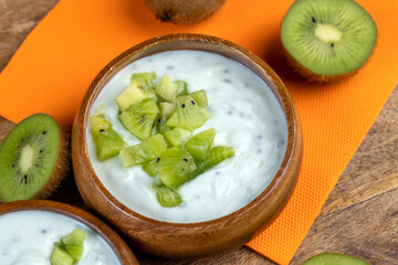 fresh yogurt made from natural ingredients with kiwi