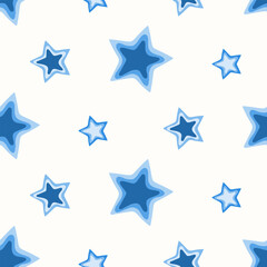 Seamless pattern of hand drawn doodle stars on isolated background. Design for celebrations, scrapbooking, textile, home and nursery decor, paper craft.
