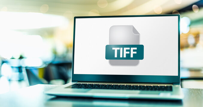 Laptop computer displaying the icon of TIFF file