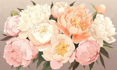  a bunch of flowers that are in a vase on a table with a brown background and a pink and white flower on the side of the vase.  generative ai