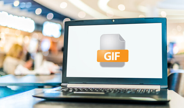 Laptop computer displaying the icon of GIF file