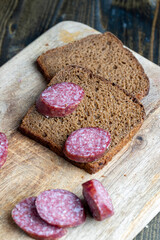 black rye bread on a board