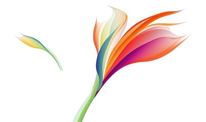  a colorful flower on a white background with a long stem in the center of the flower is a long stem with a long stem in the center of the flower is a.  generative ai