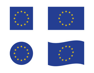Flag of European Union in different form. Europe flag icons.