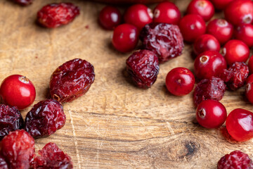 Dried red cranberries with sugar syrup