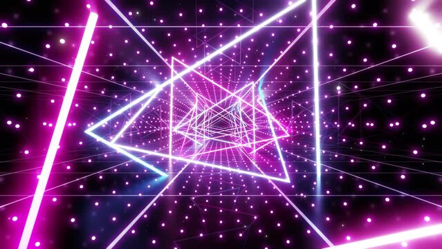 Neon Line Tunnel glowing fluorescent light corridor stage CG background