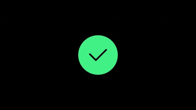 Modern green check mark icon animation on a white background.
