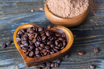 Fototapeta premium Roasted and fragrant coffee beans on the table