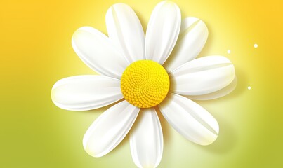  a white flower with a yellow center on a yellow background with bubbles of water around it and a yellow spot in the middle of the center of the flower.  generative ai