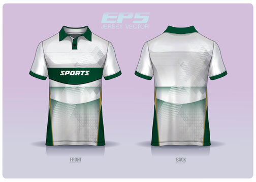 EPS Vector Jersey Sports Poloshirt Vector White And Green Teble Cutting Pattern, Jersey Shirt