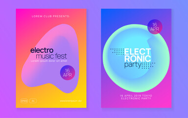 Trance Event. Jazz Effect For Brochure. Dance And Nightlife Vector. Gradient Background For Presentation Shape. Cool House Flyer. Purple And Turquoise Trance Event